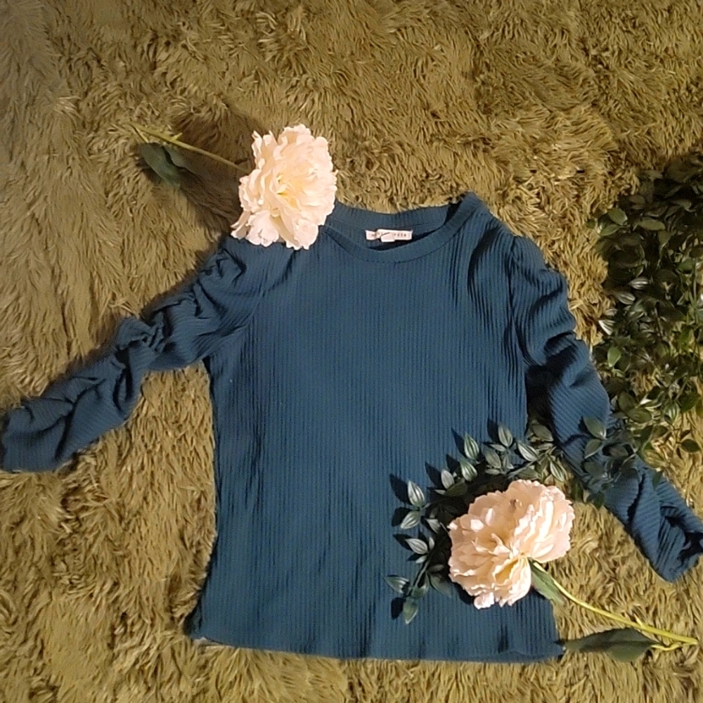 Ruffle shoulder blouse